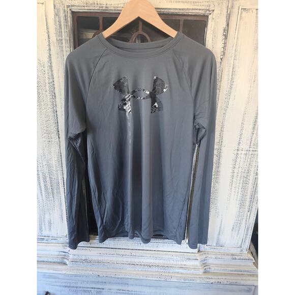 Under Armour Gray Long Sleeve Tee - YXL New - Picture 3 of 4